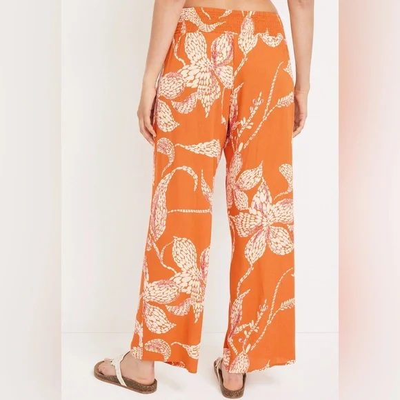 Maurices Women’s Wide Leg Orange Floral Paisley High Rise Palazzo Pants XL - Picture 2 of 2